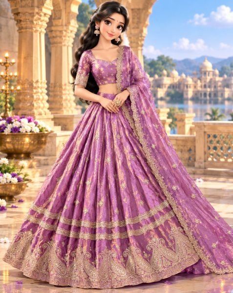 Lavender Dussehra Festive Wear Space Silk Lehenga with Zari Dupatta For Party Wear Designer Lehenga Choli