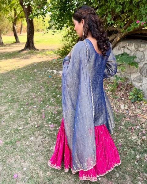Lavender Fendy Silk Kurta Set with Embroidered Palazzo and Dupatta Ready To Wear Collection