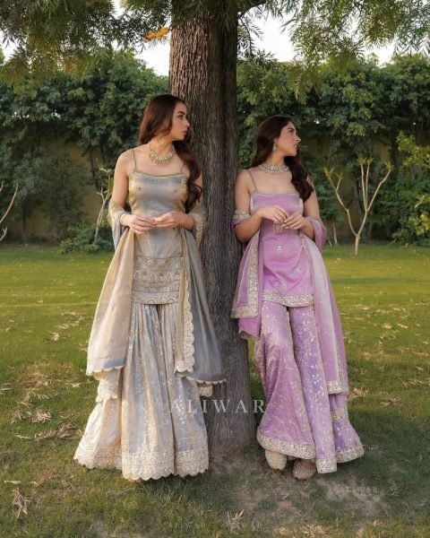 Lavender Jimmy Choo Organza Embroidery Sharara Suit for Party Look Ready To Wear Collection