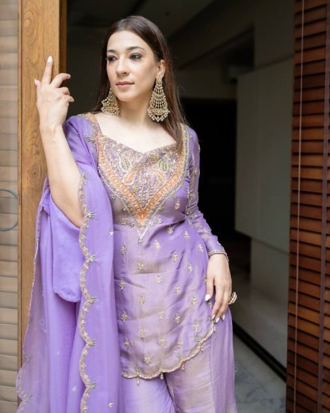 Lavender Simar Silk Embroidery Palazzo Suit with Dupatta Ready to Wear Ready To Wear Collection