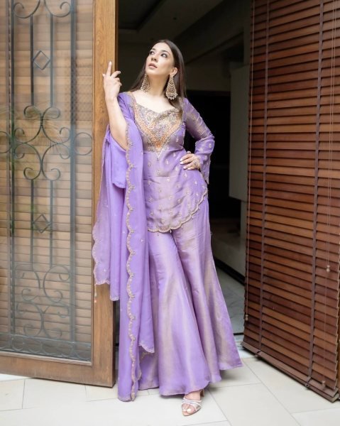 Lavender Simar Silk Embroidery Palazzo Suit with Dupatta Ready to Wear Ready To Wear Collection
