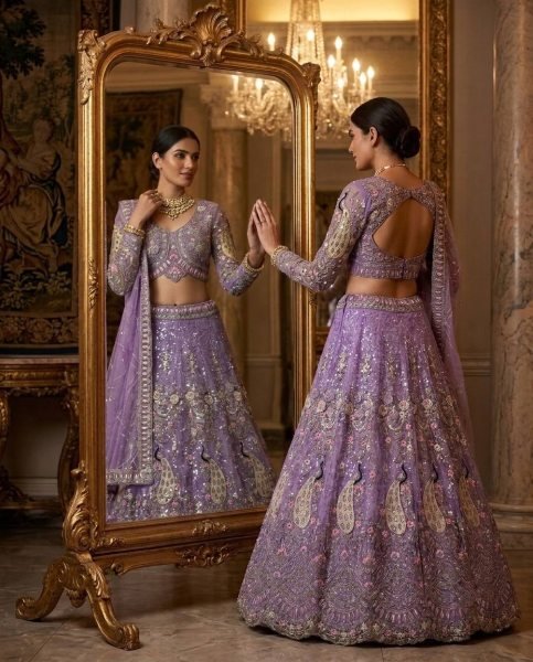 Iconic Lavender Soft Butterfly Net Lehenga with Coding Sequins Work For Wedding Special  Designer Lehenga Choli