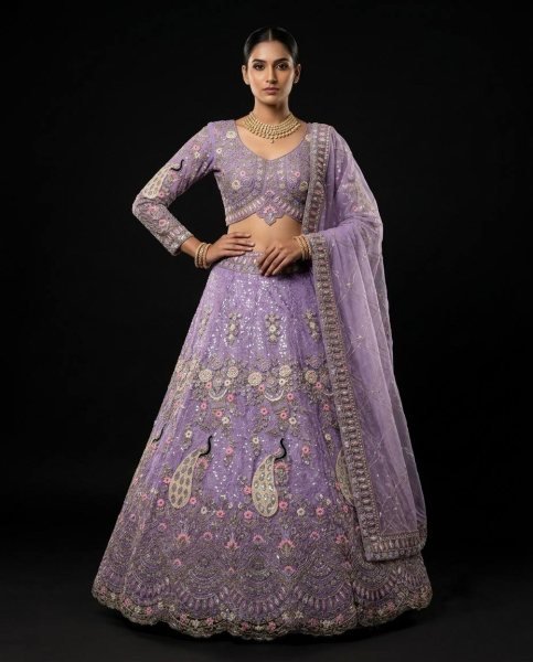 Iconic Lavender Soft Butterfly Net Lehenga with Coding Sequins Work For Wedding Special  Designer Lehenga Choli