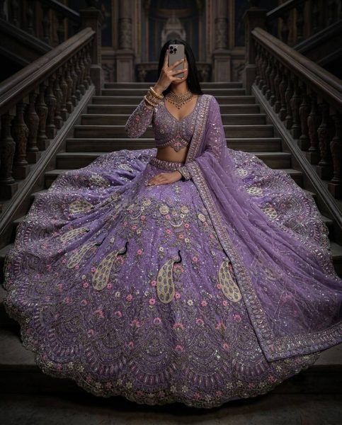 Iconic Lavender Soft Butterfly Net Lehenga with Coding Sequins Work For Wedding Special  Designer Lehenga Choli