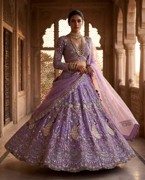 Iconic Lavender Soft Butterfly Net Lehenga with Coding Sequins Work For Wedding Special  Designer Lehenga Choli
