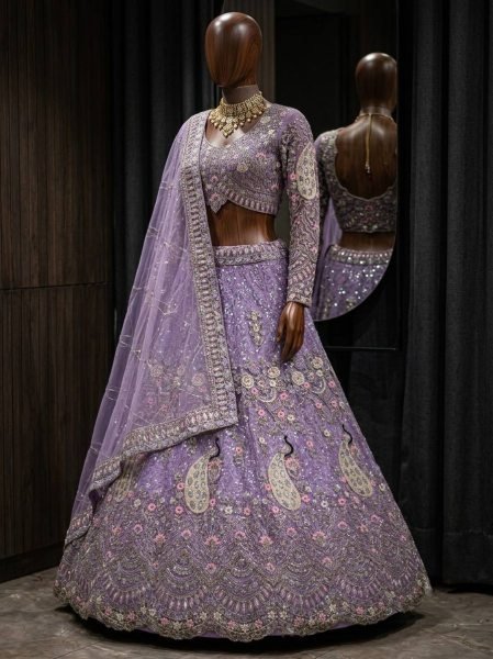 Iconic Lavender Soft Butterfly Net Lehenga with Coding Sequins Work For Wedding Special  Designer Lehenga Choli