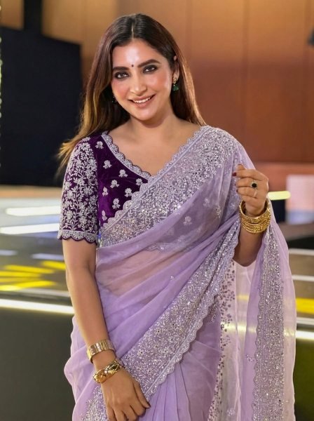 Lavender Soft Organza Saree with Embroidery Cutwork Border for Wedding Wear Organza Sarees Wholesale