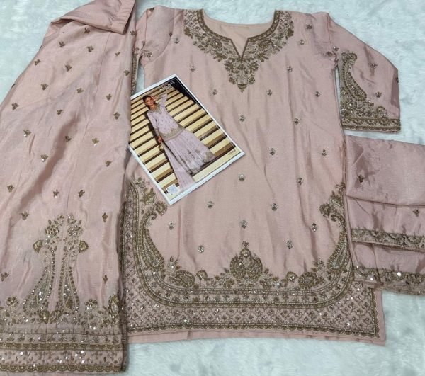 Lavish Baby Pink Stylish Chinon Palazzo Set for Festive and Wedding Wear Designer Plazzo Salwar Suits Wholesale