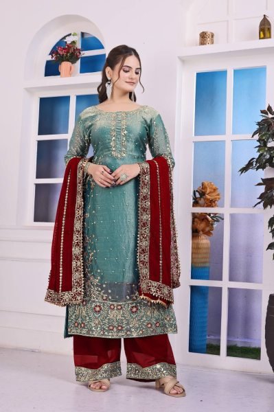 Lavish Blue Salwar Suit With Dupatta in Fendy Silk With Sequence Embroidery Work Ready To Wear Collection