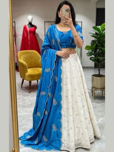Lavish Blue Wedding Special Lehenga Choli Set with Heavy Flair and Elegant Dupatta  Lehenga