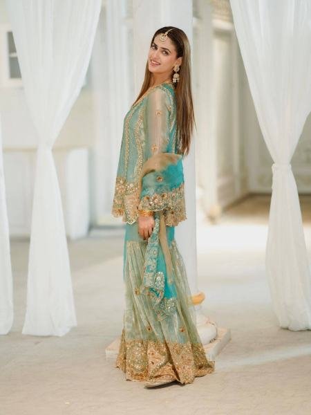 Lavish Fendy Silk Sharara Suit Set with Sequins and Zari Embroidery at Wholesale Price Ready To Wear Collection