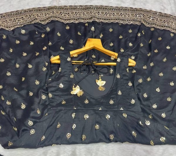 Lavish Heavy Embroidered Silk Gown Set with Pant   Net Dupatta for Party   Reception Wear Embroidery Kurtis 