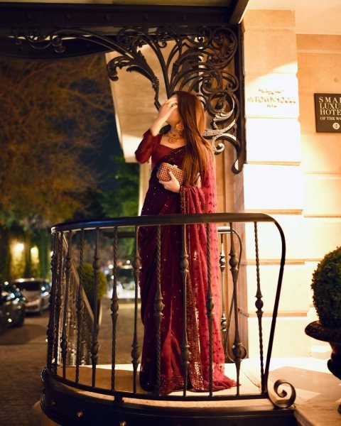 Lavish Maroon Georgette Saree with Sequins Work and Unstitched Blouse at Manufacturer Rate Bollywood Fancy Sarees Wholesale