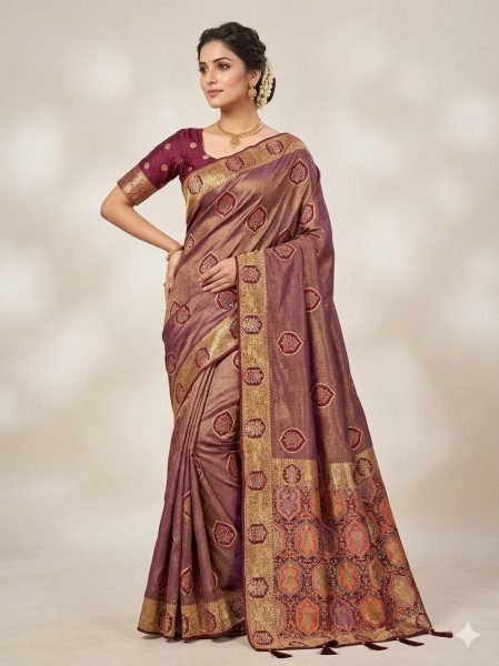 Lavish Maroon Nylon Tissue Saree with Zarkan Work for Party Wear Printed Cotton Sarees Wholesale