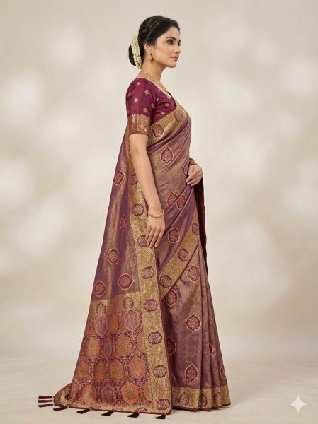 Lavish Maroon Nylon Tissue Saree with Zarkan Work for Party Wear Printed Cotton Sarees Wholesale