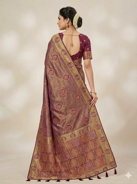 Lavish Maroon Nylon Tissue Saree with Zarkan Work for Party Wear Printed Cotton Sarees Wholesale