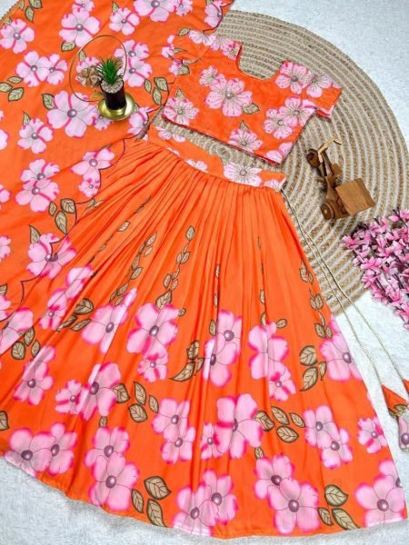 Lavish Maslin Cotton Silk Printed Lehenga Choli with Handwork for Ethnic Wear Girls Wear