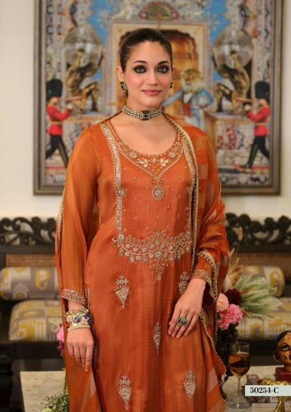 Lavish Oranga Festive Wear Simar Bits Embroidered Top with Pure Silk Pant for Functions Churidar Salwar Suits Wholesale