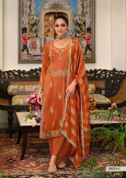 Lavish Oranga Festive Wear Simar Bits Embroidered Top with Pure Silk Pant for Functions Churidar Salwar Suits Wholesale