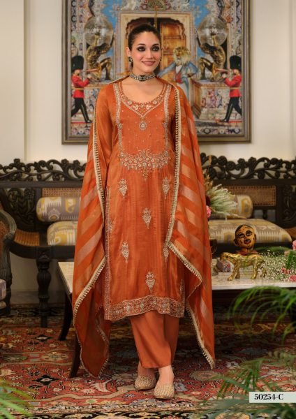 Lavish Oranga Festive Wear Simar Bits Embroidered Top with Pure Silk Pant for Functions Churidar Salwar Suits Wholesale
