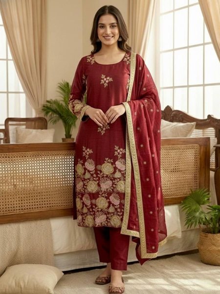 Lavish Organza Sequence Work Suit Set with Lace Border Dupatta for Ready to Wear Kurtis
