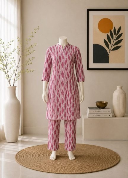 Lavish Pink Kids Girls Heavy Viscose Floral Print Kurti Set For Daily Wear Girls Wear