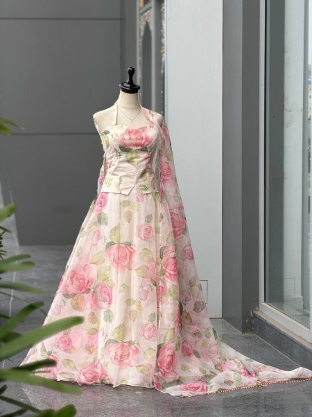 Lavish White Haldi Special Organza Digital Printed Lehenga Choli with Dupatta Designer Lehenga Choli