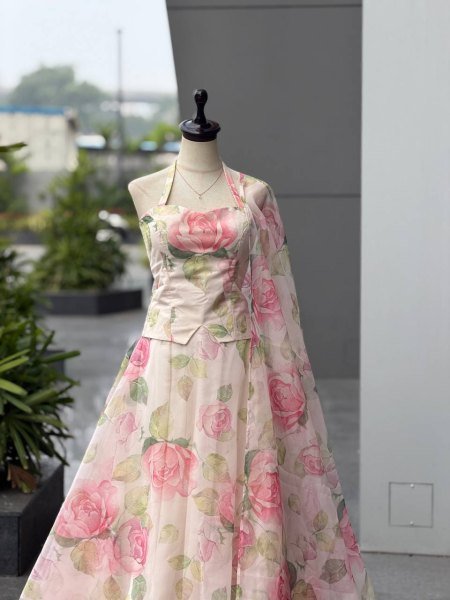 Lavish White Haldi Special Organza Digital Printed Lehenga Choli with Dupatta Designer Lehenga Choli