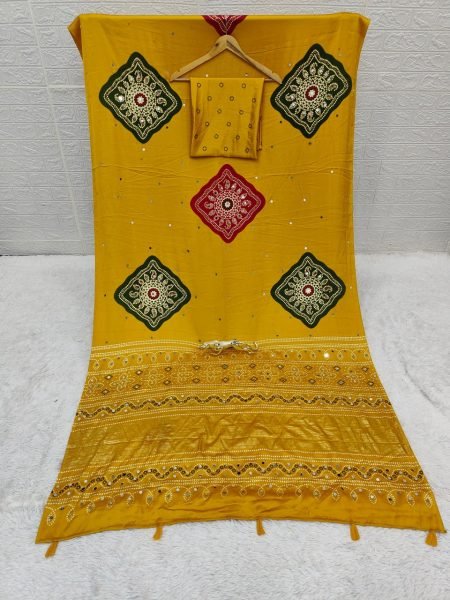 Lavish Yellow Japan Satin Silk Saree with Foil Print and Designer Pallu Border Silk Sarees Wholesale