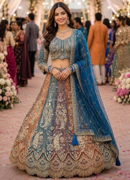 Legendary Blue Party Wear Soft Butterfly Net Lehenga with Rich Coding Sequins Work Bridal Lehenga Choli