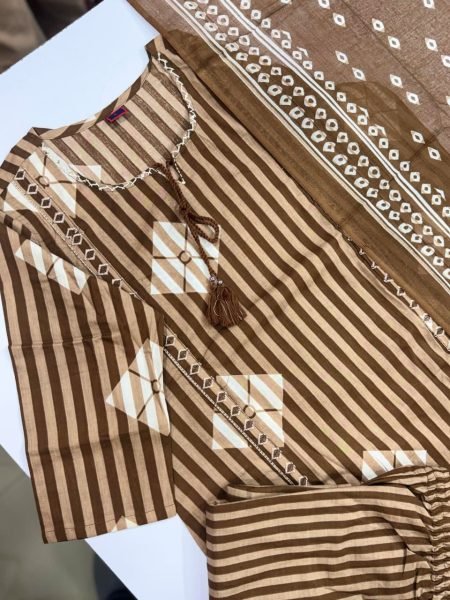 Legendary Brown Summer Cotton Suit Set with Hand Work and Latkan Dupatta Cotton Kurtis Wholesale