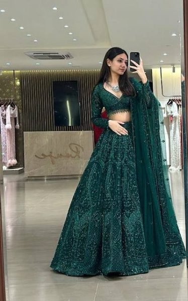 Legendary Green Net Lehenga Choli with Dori Sequins Work at Wholesale Rate Bollywood Lehenga Choli