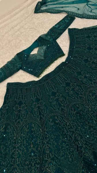 Legendary Green Net Lehenga Choli with Dori Sequins Work at Wholesale Rate Bollywood Lehenga Choli