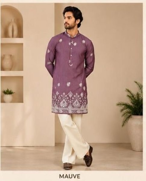 Legendary Mauve Short Daman Kurta with Allover Sequence Work for Party Wear Kurta Pajama Wholesale