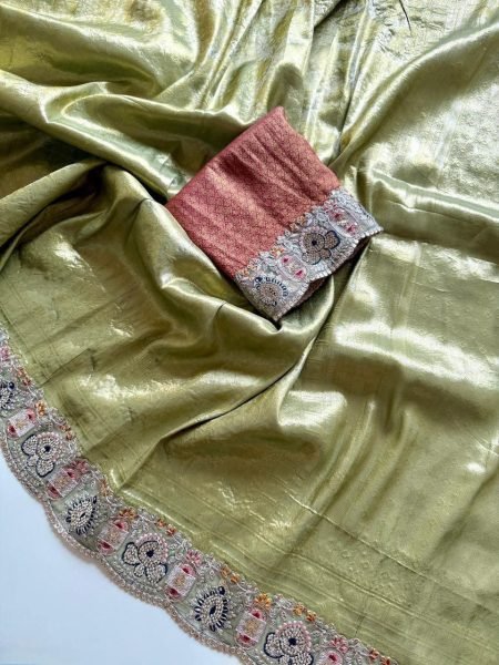 Legendary Parrot Green Wedding Wear Soft Silk Saree with Jarkan and Sequins Work Designer Wedding Sarees Wholesale