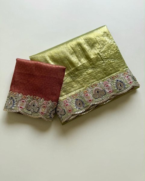 Legendary Parrot Green Wedding Wear Soft Silk Saree with Jarkan and Sequins Work Designer Wedding Sarees Wholesale