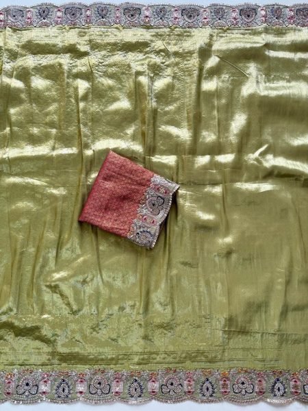 Legendary Parrot Green Wedding Wear Soft Silk Saree with Jarkan and Sequins Work Designer Wedding Sarees Wholesale