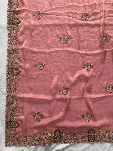 Legendary Peach Fancy Wedding Special Saree with Slub Silk Embroidered Blouse Piece Designer Wedding Sarees Wholesale