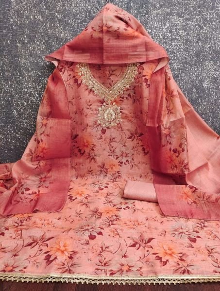 Legendary Pink Erode Silk Unstitched Salwar Suit with Designer Dupatta for Festivals Punjabi Dress Materials Wholesale