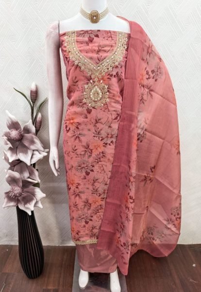 Legendary Pink Erode Silk Unstitched Salwar Suit with Designer Dupatta for Festivals Punjabi Dress Materials Wholesale