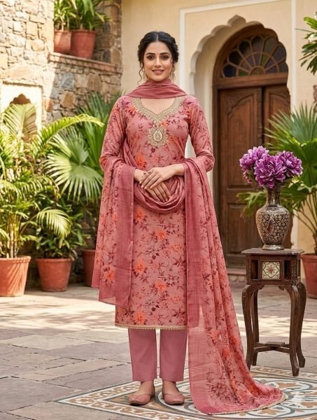 Legendary Pink Erode Silk Unstitched Salwar Suit with Designer Dupatta for Festivals Punjabi Dress Materials Wholesale