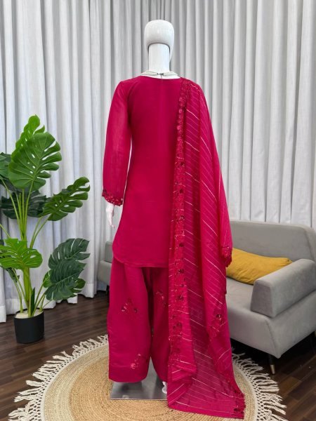 Legendary Pink Farshi Plazo Suit with Dupatta for Wedding and Party Wear Ready To Wear Collection