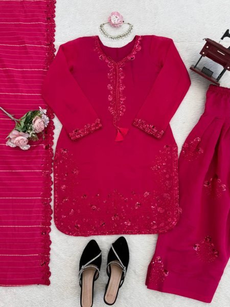 Legendary Pink Farshi Plazo Suit with Dupatta for Wedding and Party Wear Ready To Wear Collection