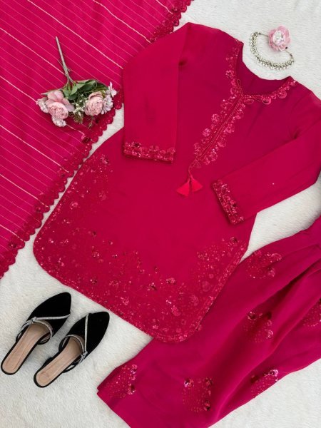 Legendary Pink Farshi Plazo Suit with Dupatta for Wedding and Party Wear Ready To Wear Collection