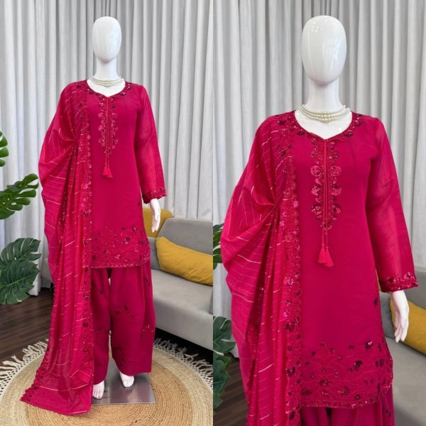 Legendary Pink Farshi Plazo Suit with Dupatta for Wedding and Party Wear Ready To Wear Collection