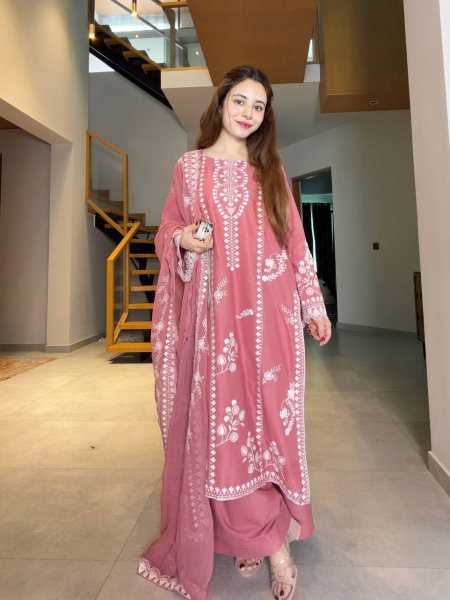 Legendary Pink Mul Chanderi Embroidered Top Pant Dupatta Set with Cut Work Ready To Wear Collection
