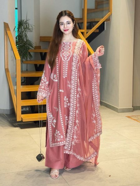 Legendary Pink Mul Chanderi Embroidered Top Pant Dupatta Set with Cut Work Ready To Wear Collection