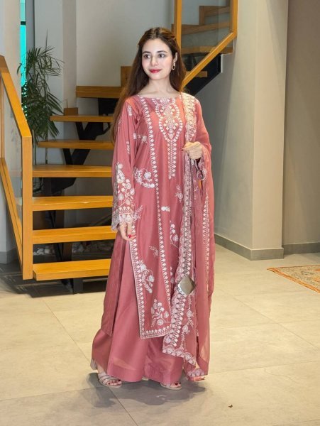 Legendary Pink Mul Chanderi Embroidered Top Pant Dupatta Set with Cut Work Ready To Wear Collection