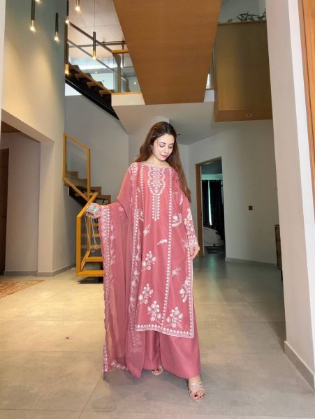 Legendary Pink Mul Chanderi Embroidered Top Pant Dupatta Set with Cut Work Ready To Wear Collection