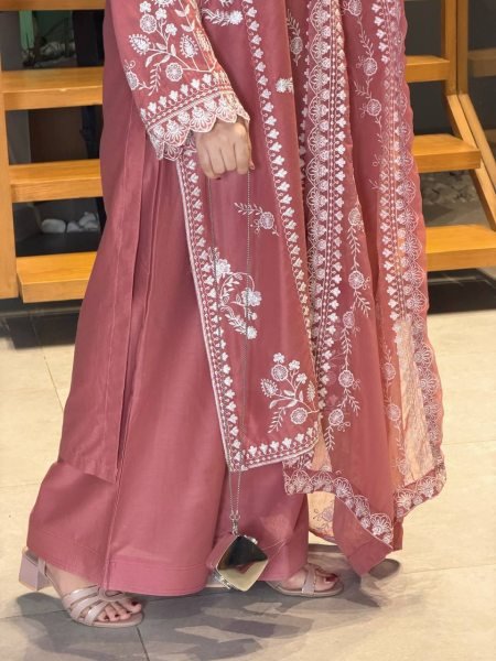Legendary Pink Mul Chanderi Embroidered Top Pant Dupatta Set with Cut Work Ready To Wear Collection